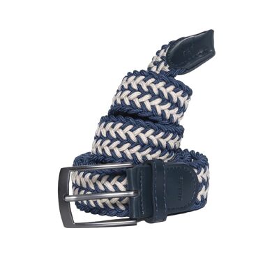 Braided belt - navy blue and beige intertwining