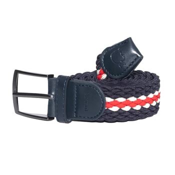 Ceinture tressée tricolore - bleu marine, blanc et rouge 4