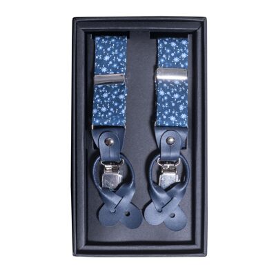 Tirantes de algodón para hombre – estampado campestre – azul y blanco