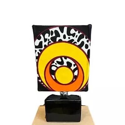 Cute small square wax print lamp - black and orange