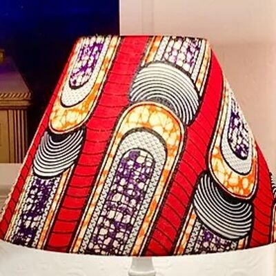 Bell shape red and white wax print lampshade