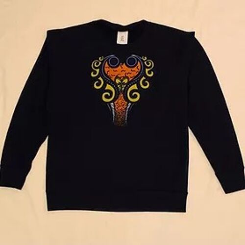 Navy Blue Sweatshirt with African wax Print