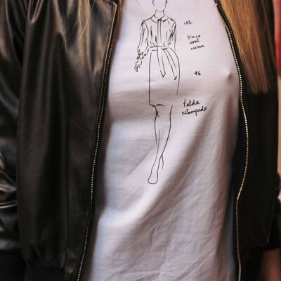 T-shirt bianca in cotone 100% con illustrazione serigrafata