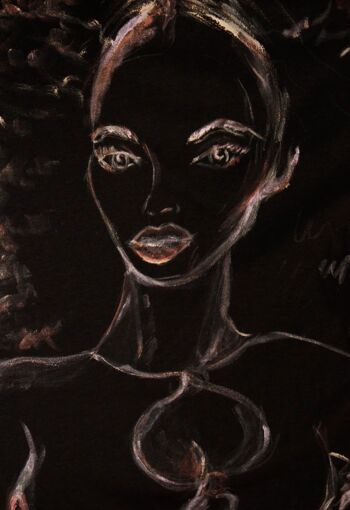 T-shirt noir avec manches en organza peintes à la main par Natalia Politowa 2