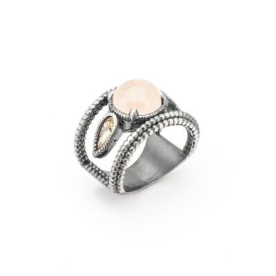 15428 anillo plata cuarzo rosa, circonita cava