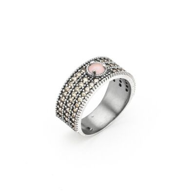 15432 anillo plata cuarzo rosa, circonita cava