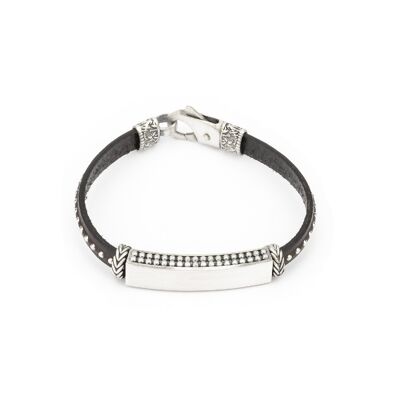 nmo-04 pulsera cuero plata