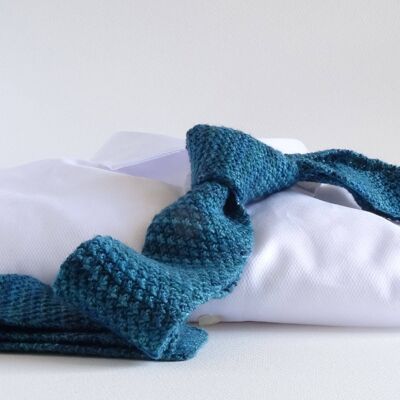 Cerulean Cyan Hand-Knitted Tie