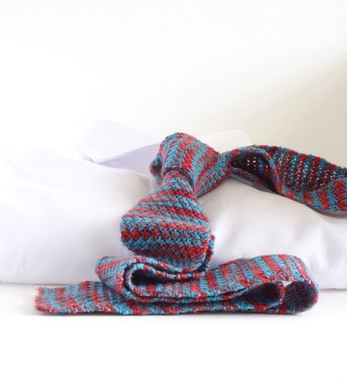 Ruby Sky Stripe Hand-Knitted Tie