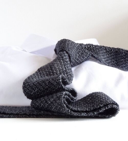 Soft Graphite Hand-Knitted Tie