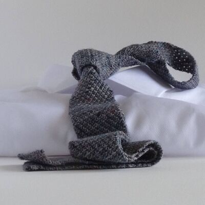 Speckled Slate Hand-Knitted Tie