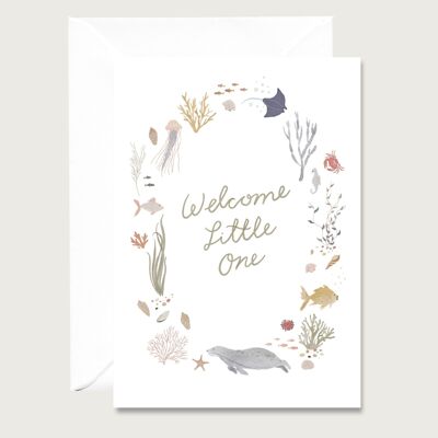 Carte pliante pour la naissance | Sealife Carte de vœux pour bébé Carte pliante COEUR & PAPIER