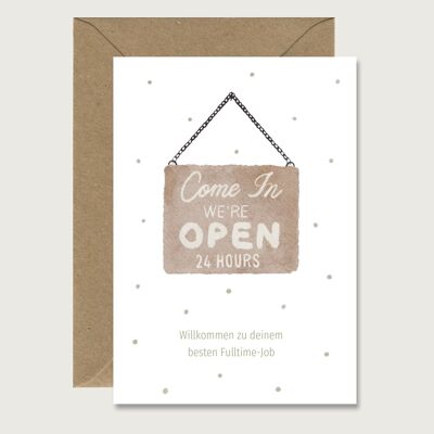Birth card "Open" - baby greeting card folding card HEART & PAPER