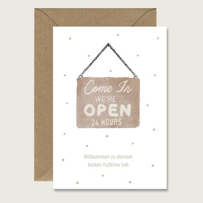 Tarjeta de nacimiento "Abierto" - tarjeta de felicitación para bebé tarjeta plegable CORAZÓN Y PAPEL