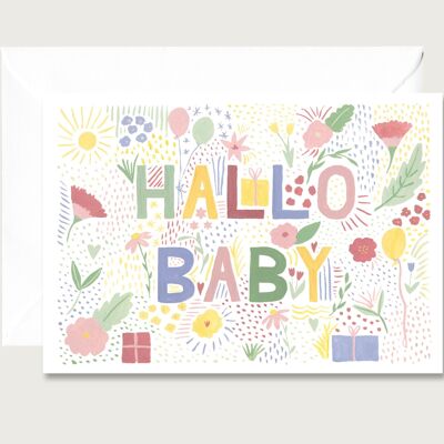 Folding card for the birth | baby colorful