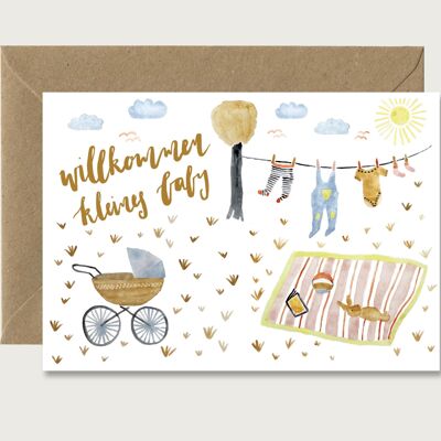 Folding card for the birth | Welcome