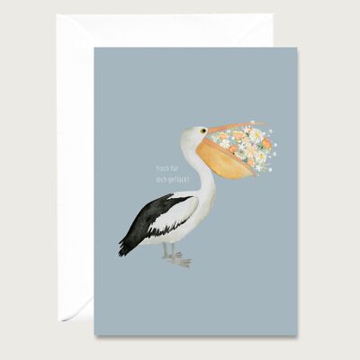 Geburtstagskarte "fisch für dich geflückt -Pelikan" Baby Grußkarte Klappkarte Karte HERZ & PAPIER