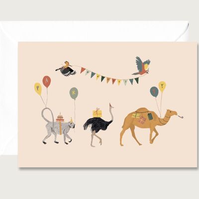 Geburtstagskarte "Geburtstagskarawane" Baby Grußkarte Klappkarte Karte HERZ & PAPIER
