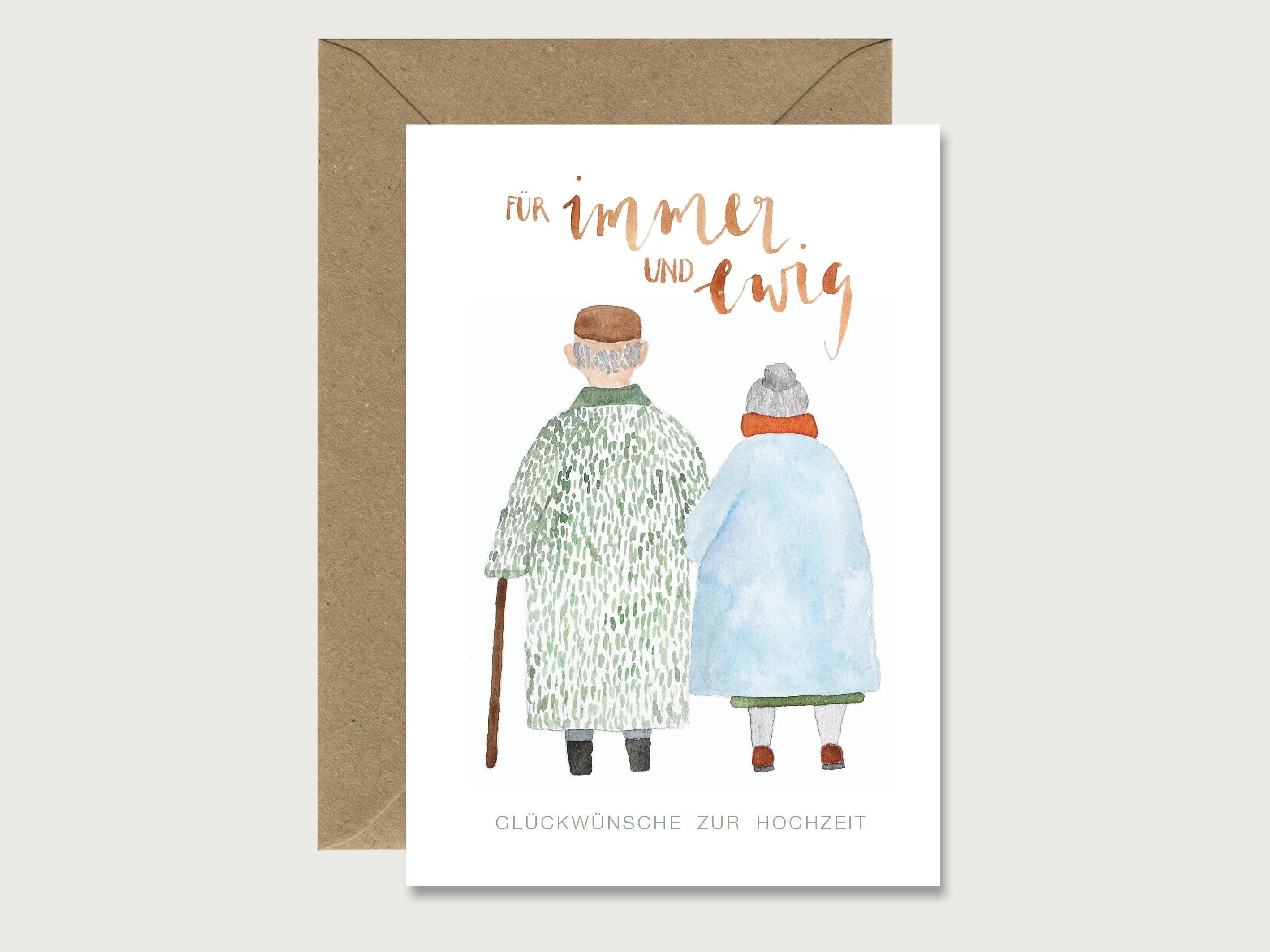 Carte de mariage "Couple marié pour toujours et à jamais" carte de voeux bébé carte pliante COEUR & PAPIER