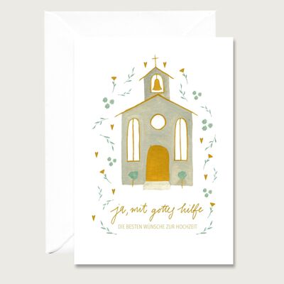 Biglietto per battesimo Biglietto d'auguri "Chiesa" Biglietto pieghevole CUORE E CARTA