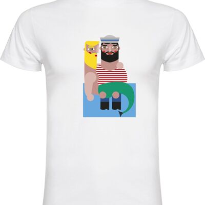 MEERJUNGFRAU UND SEEMANN-JUNGEN-T-SHIRT