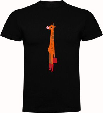 T-SHIRT GIRAFE GARÇON NOIR