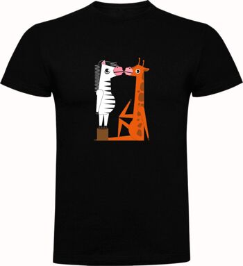 T-SHIRT NOIR GARÇON ZÈBRE ET GIRAFE 2