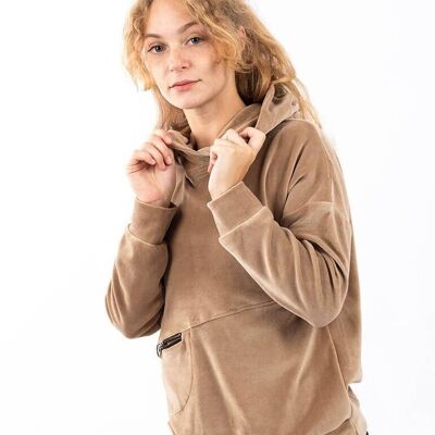 Sudadera con Capucha Lateral Beige