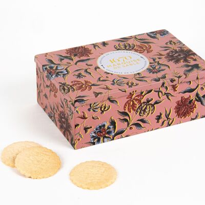 Assortimento di biscotti di pasta frolla semplici, gocce di lamponi e tutto cioccolato - scatola di metallo "Une marquise à Chambord" 300g