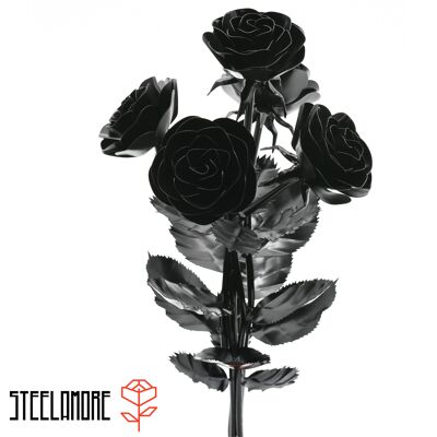 1 - Bouquet de roses acier monochrome noir