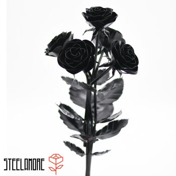 1 - Bouquet de roses acier monochrome noir 2