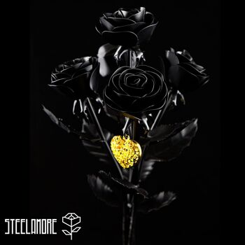 1 - Bouquet de roses acier monochrome noir 6