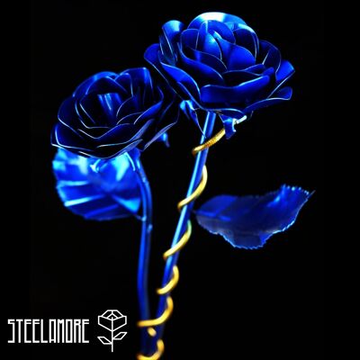 1 - Double steel roses in one color metallic blue