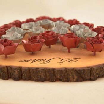 10 - Présentoir de table coeur rose avec rosaces acier 2
