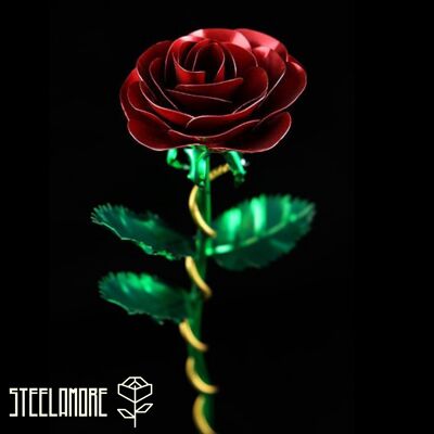 10 - steel rose red green with decorative chain