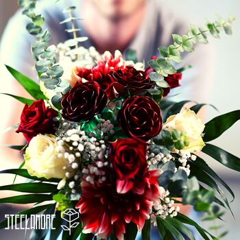 16 - Bouquet de roses « Eternal Love » avec de vraies roses et des roses en acier 3