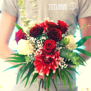 16 - Bouquet de roses « Eternal Love » avec de vraies roses et des roses en acier 4