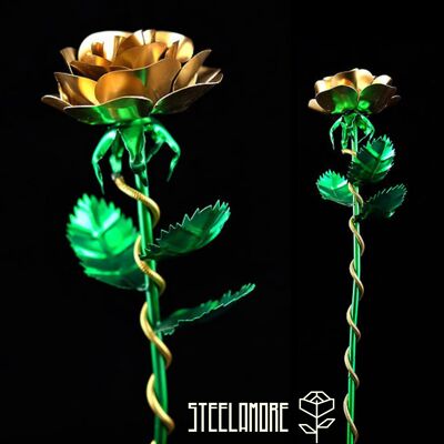 16 - Stahlrose grün gold mit Zierkette