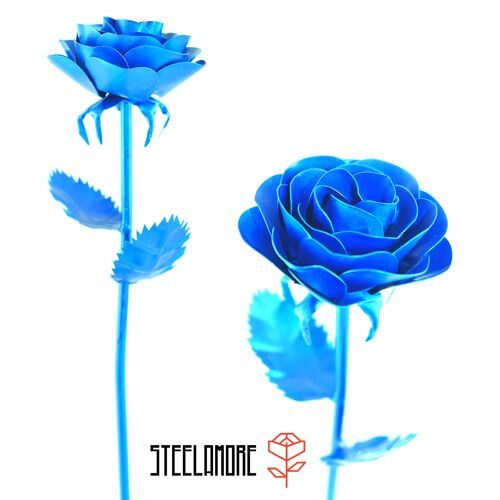 16 - Stahlrose einfarbig metallic blau