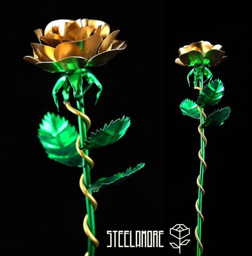 26 - Stahlrose grün gold mit Zierkette