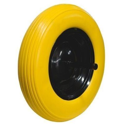 Solid wheel for professional or home construction and gardening wheelbarrow puncture-proof with metal rim