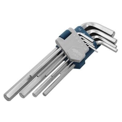 Set of 9 long ALLEN keys made of steel