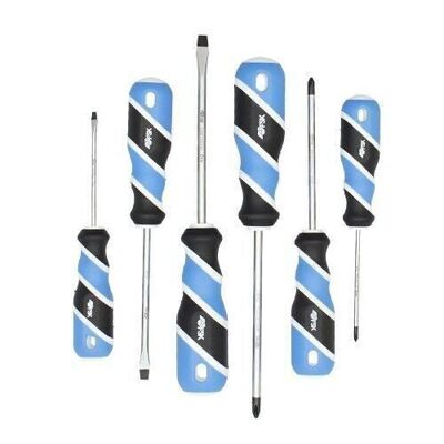 Set of 6 screwdrivers with hardened and magnetized tip