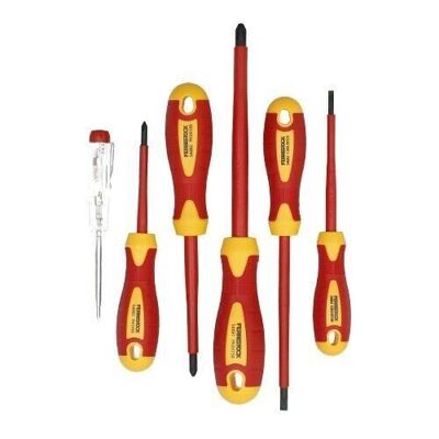 Set of 6 screwdrivers with handle and insulated shank