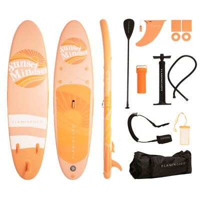 Aufblasbares orangefarbenes Paddle-Surfbrett, verstellbares Paddel mit Tragetasche und manuellem Inflator im Lieferumfang enthalten, rutschfeste Abdeckung