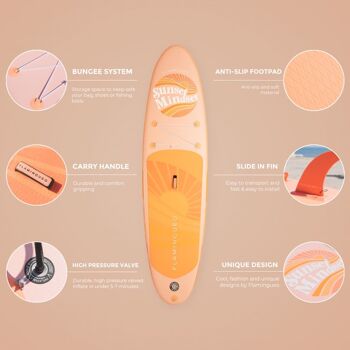 Planche de surf gonflable Orange, pagaie réglable avec sac de transport et gonfleur manuel inclus, housse antidérapante 5