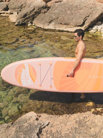 Planche de surf gonflable Orange, pagaie réglable avec sac de transport et gonfleur manuel inclus, housse antidérapante 19