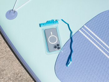 Planche de surf gonflable bleue, pagaie réglable avec sac de transport et gonfleur manuel inclus, housse antidérapante 16
