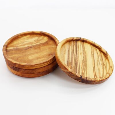 Juego de 4 posavasos de madera de olivo hechos a mano