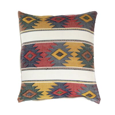 Coussin de canapé tissé à la main 40x40 terre/crème, Mexique